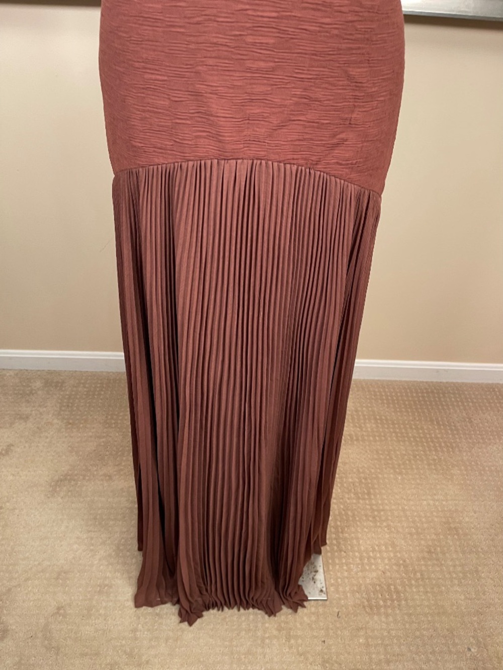 ALEXIS Sunniva Strapless Pleated Drop Waist Brown Maxi Dress Size Small - Picture 7 of 10
